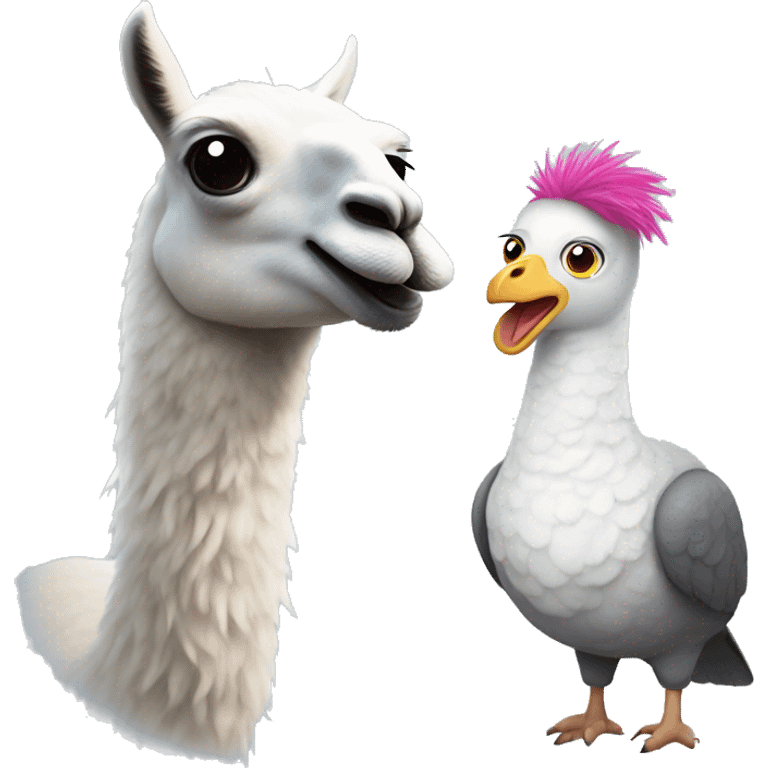 an emoji of a llama and a pigeon emoji