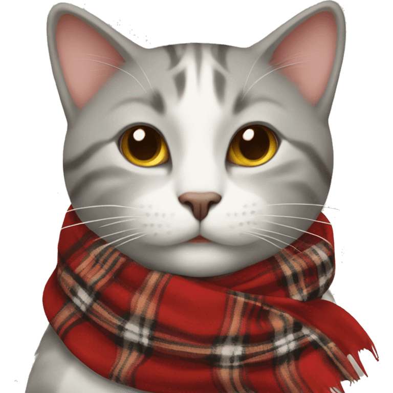 cat wearing a red plaid scarf emoji