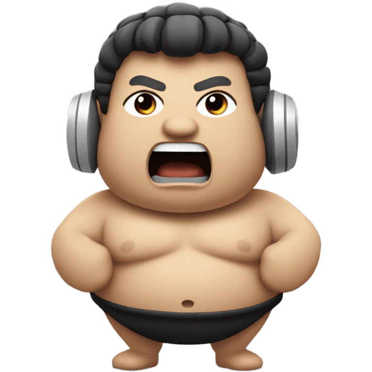 Sumo wrestler singing into microphone emoji