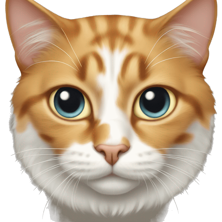 Cat,one eye, white and ginger, long hair  emoji