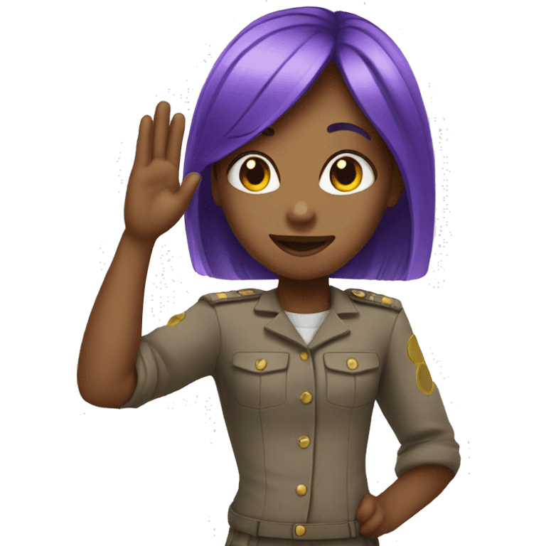 girl saluting with purple hair emoji