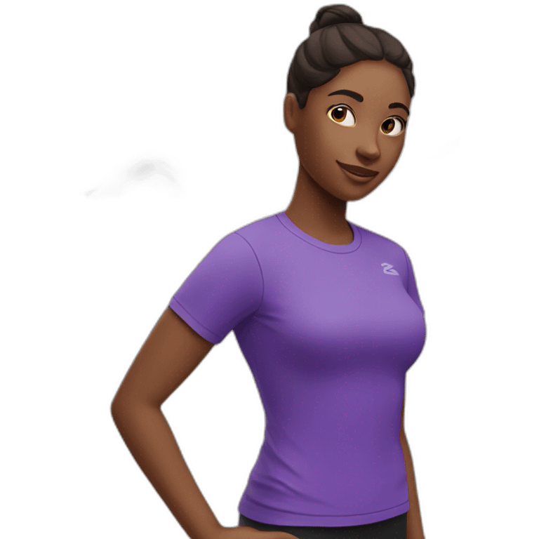 Girl Runner in purple T-shirt and swan logo emoji