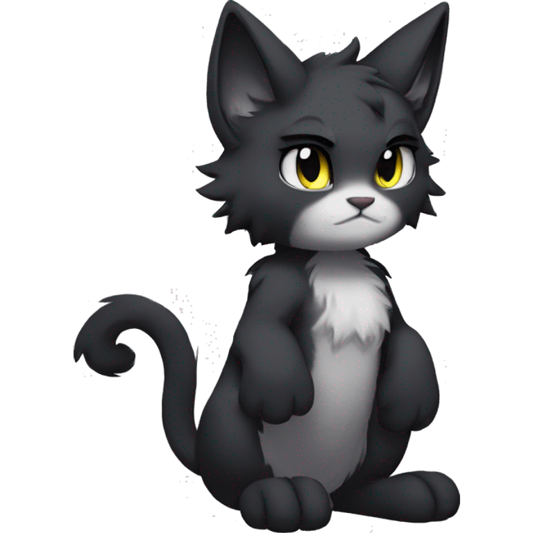 Anthro Dark Edgy Cool Shy Grumpy FurSona Cat Fakemon Full Body emoji