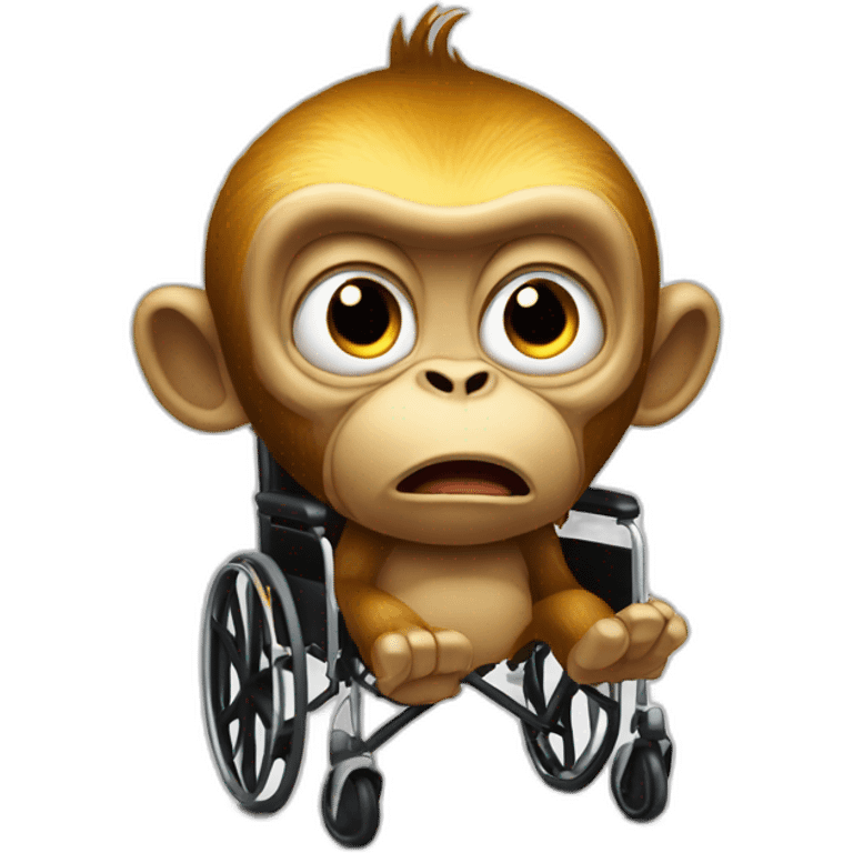 Very angry monke with small angry eyes rides golden wheelchair emoji