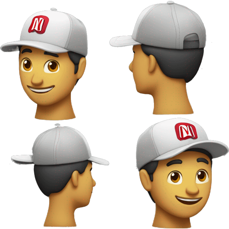 Señor feliz con una gorra que tiene el logo de Netflix  emoji