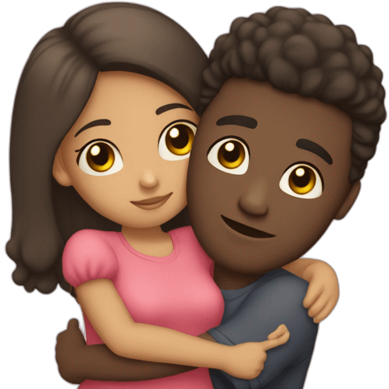 Black man hugging lightskin girl emoji