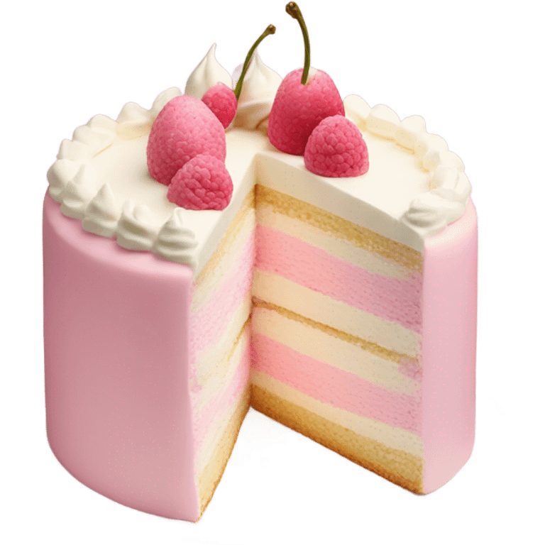 pastel pink split cake with white cream emoji