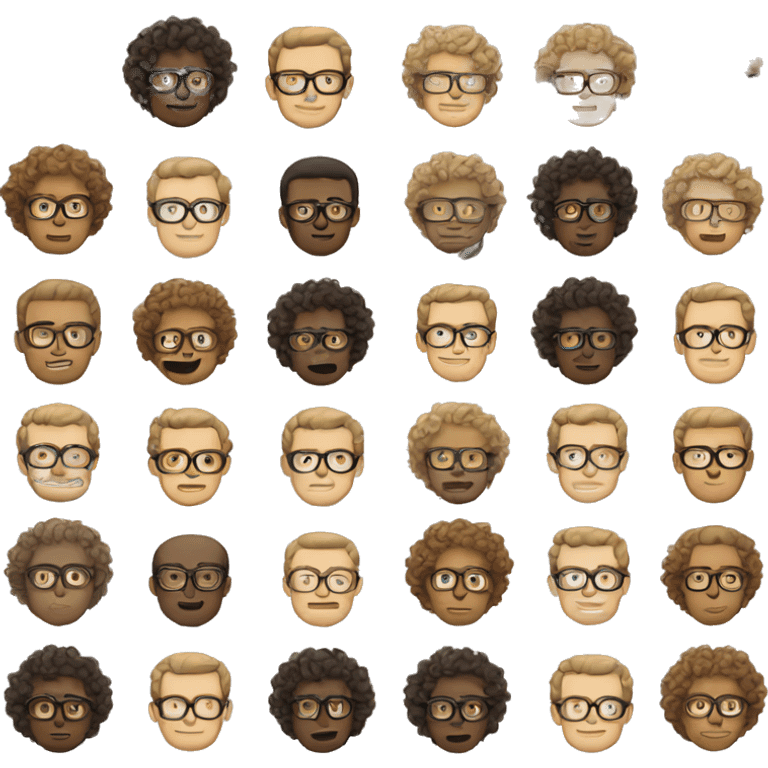 curly hair tan guy with glasses and white guy with short light hair  emoji