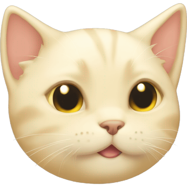 A very cute pale yellow kitten emoji with a chat bubble icon in the top right corner of its head. emoji