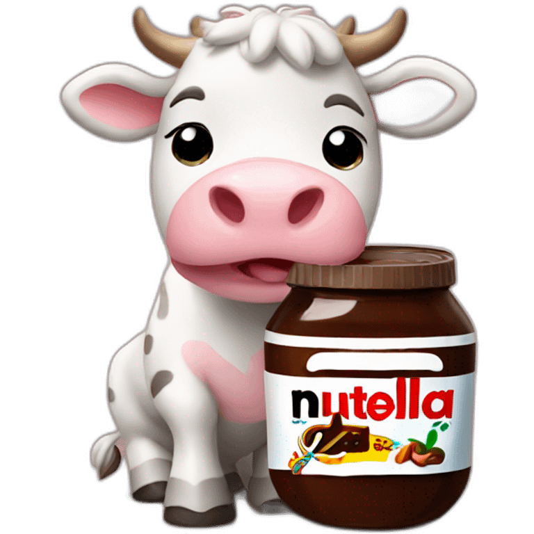 cow hugs a jar of Nutella emoji