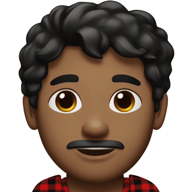  Man with black hair, beige skin and brown eyes wearing red and black buffalo plaid pjs emoji