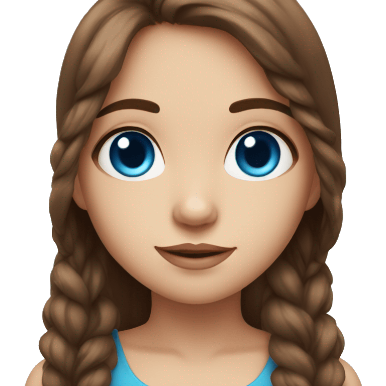 cute blue eye and brown hair girl emoji