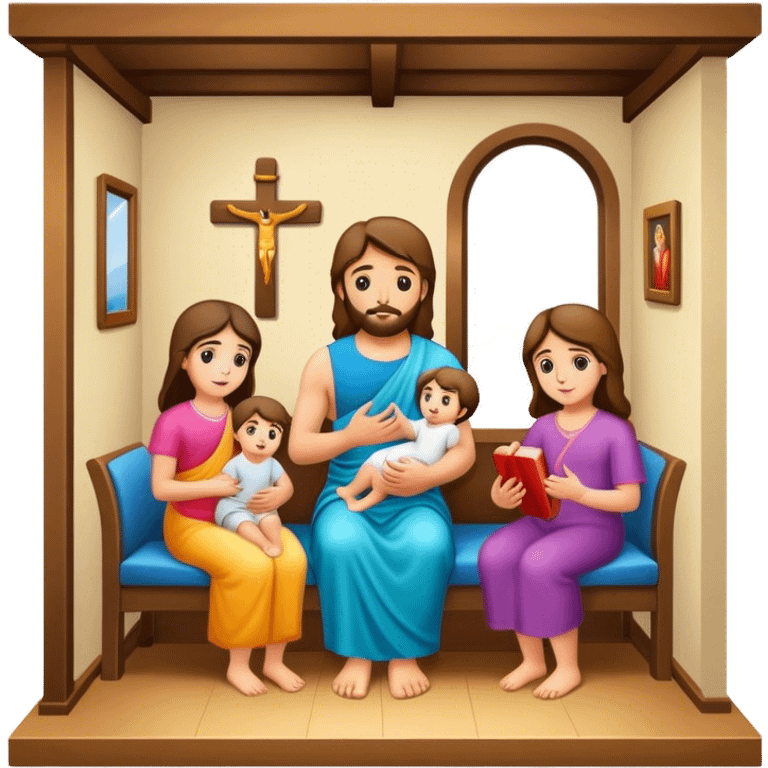 Devotional Christ with family in house emoji