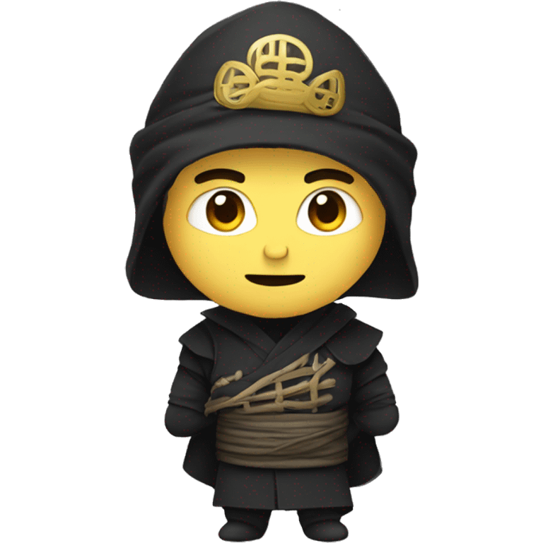 Luke wearing Chinese hat with ninja suit on emoji