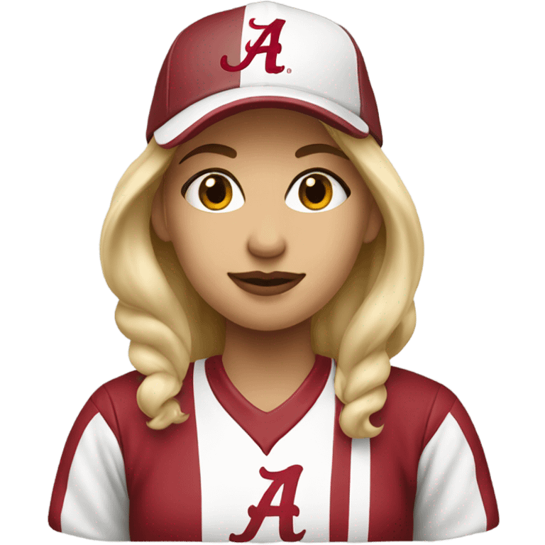 Blonde women wearing Alabama sweatshirt and hat  emoji