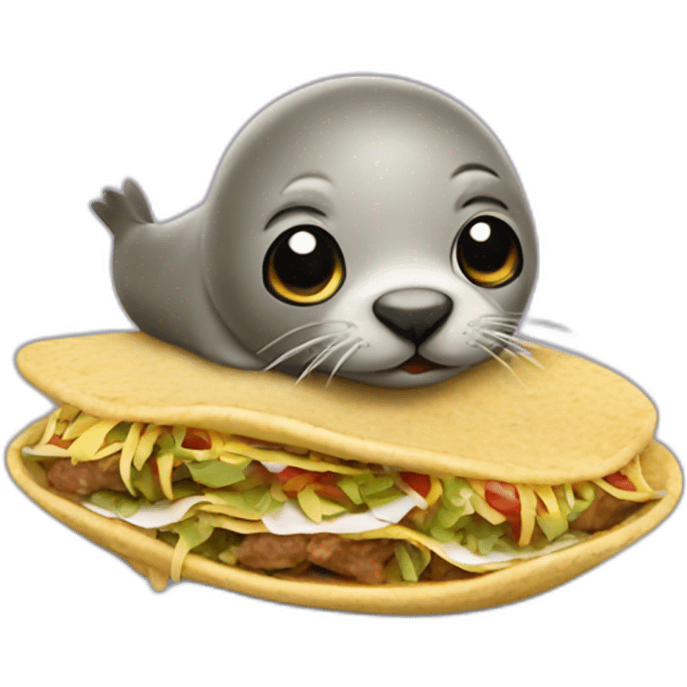 A seal eating a French tacos emoji