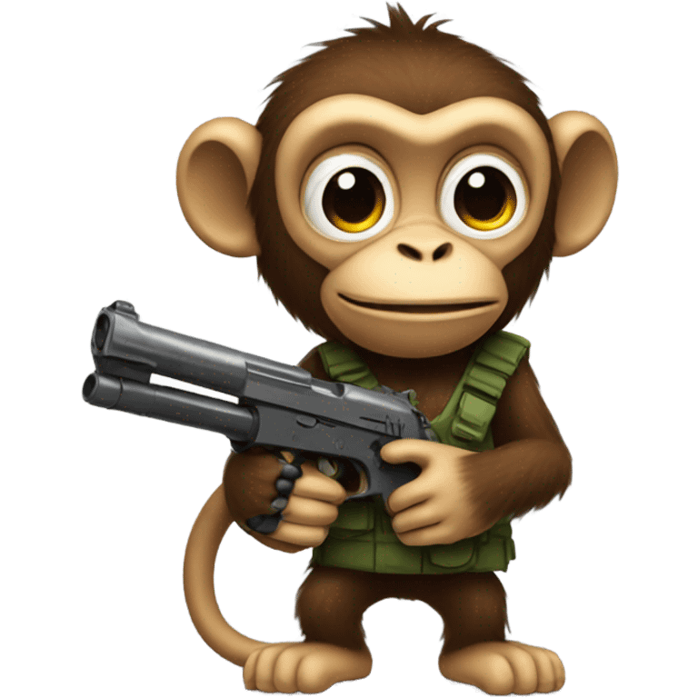 Monkey holding a toy gun emoji