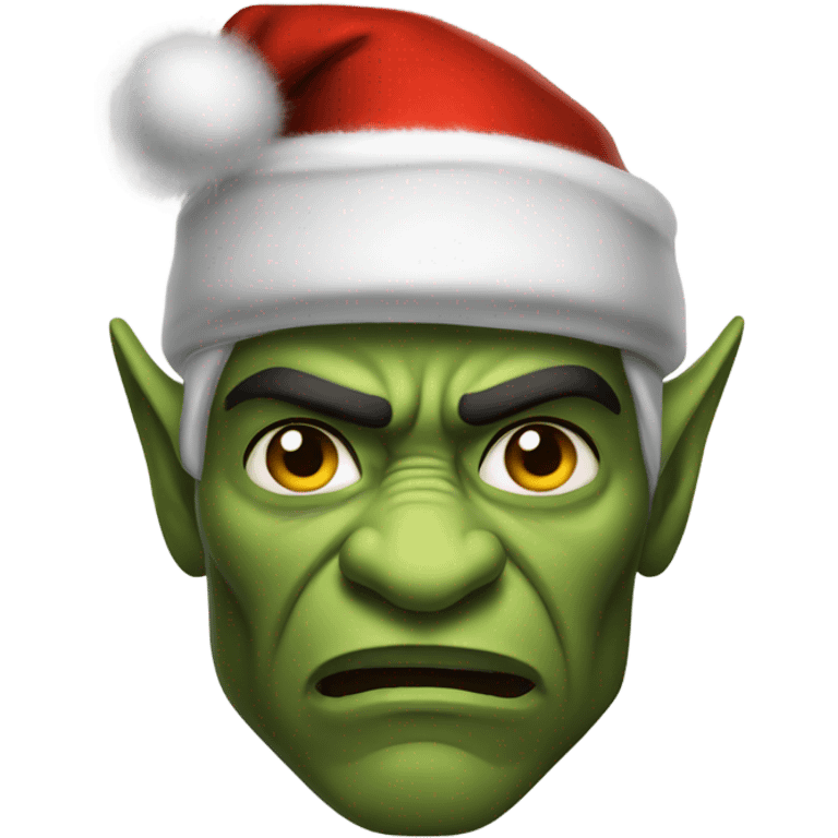 Fierce Orc ranger wearing santa hat emoji