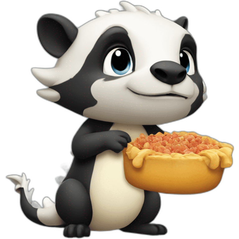 half-badger half-dragon thinking of food emoji