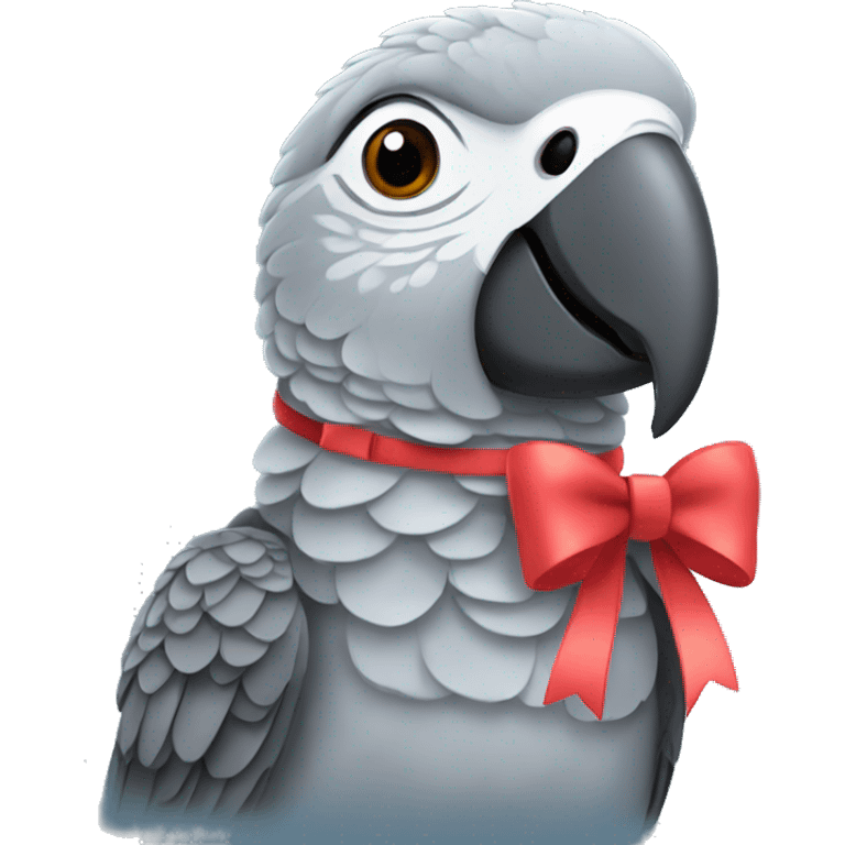 african grey parrot with a bow emoji