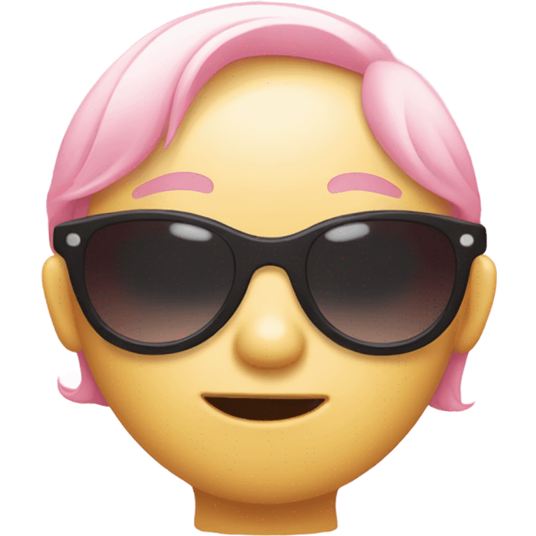 Baby pink smirking face emoji with sunglasses emoji