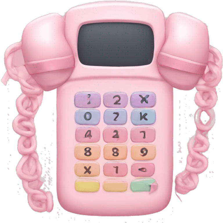 pastel pink phone with bows emoji