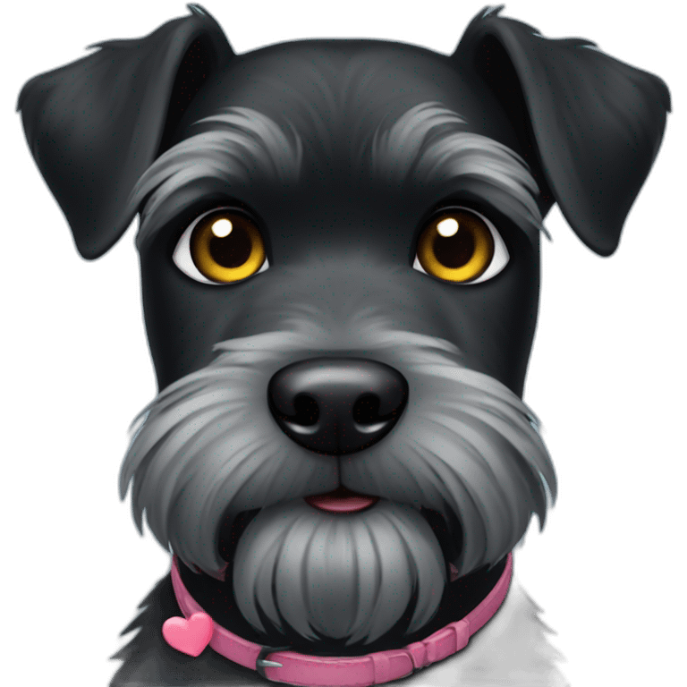 Black schnauzer with hearts in the eyes emoji