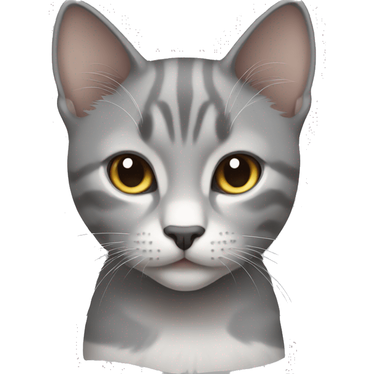 White brunette boy grey cat emoji