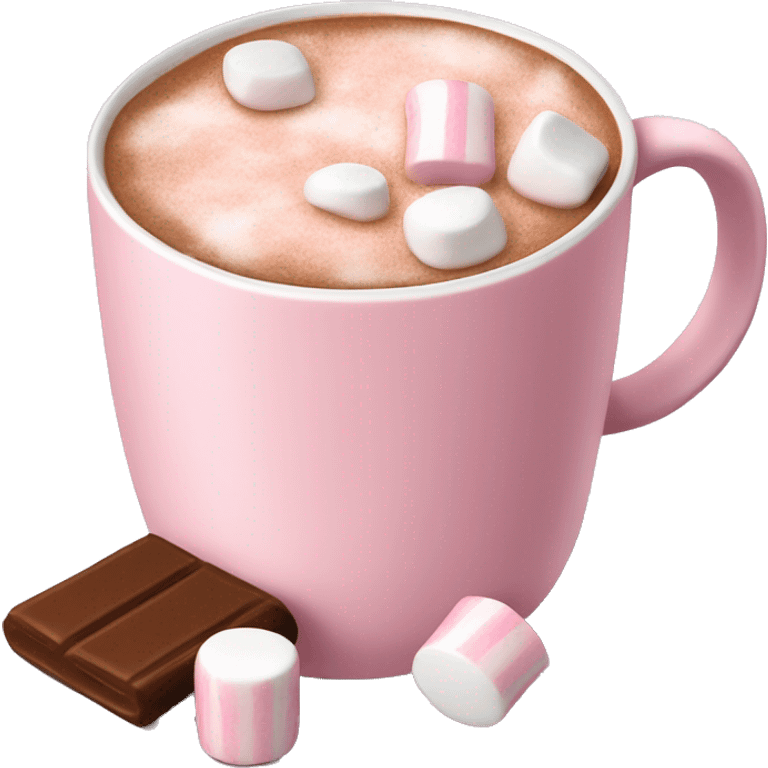 Light Pink mug of hot chocolate with marshmallows  emoji