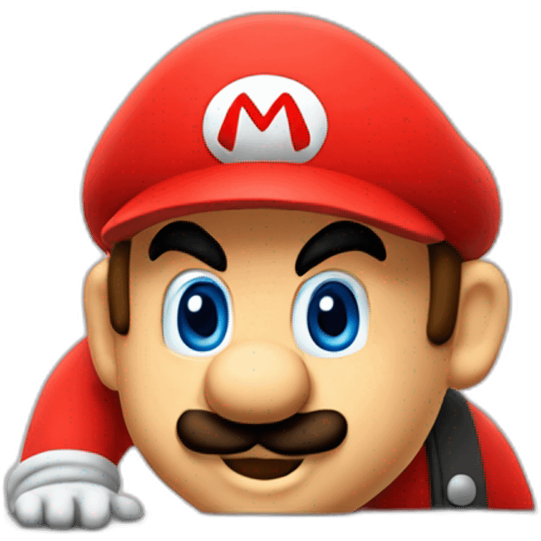 Mario behind a computer emoji