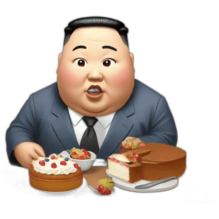 Kim jung un morbidly obese eating cake emoji