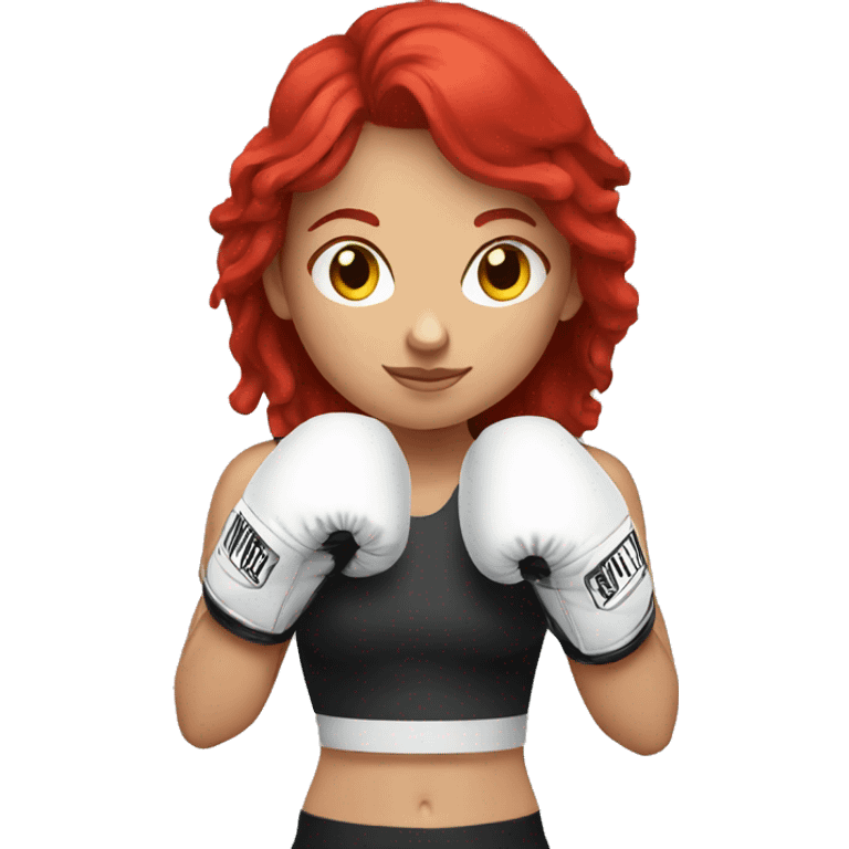 Boxing girl, red hair, white skin, red boxing gloves emoji