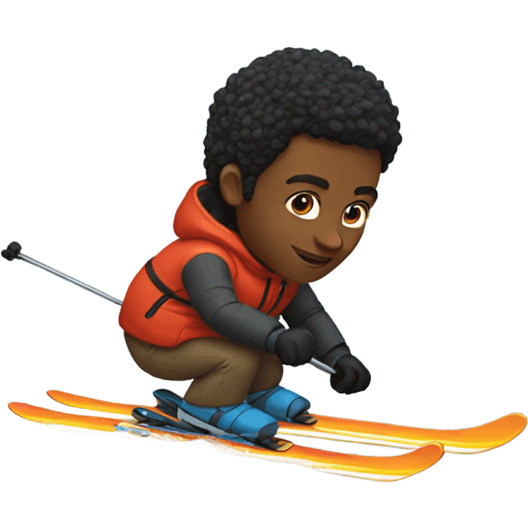 black man skiing emoji