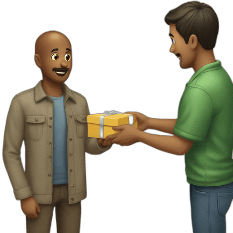 man giving something to another without receiving anything in return emoji