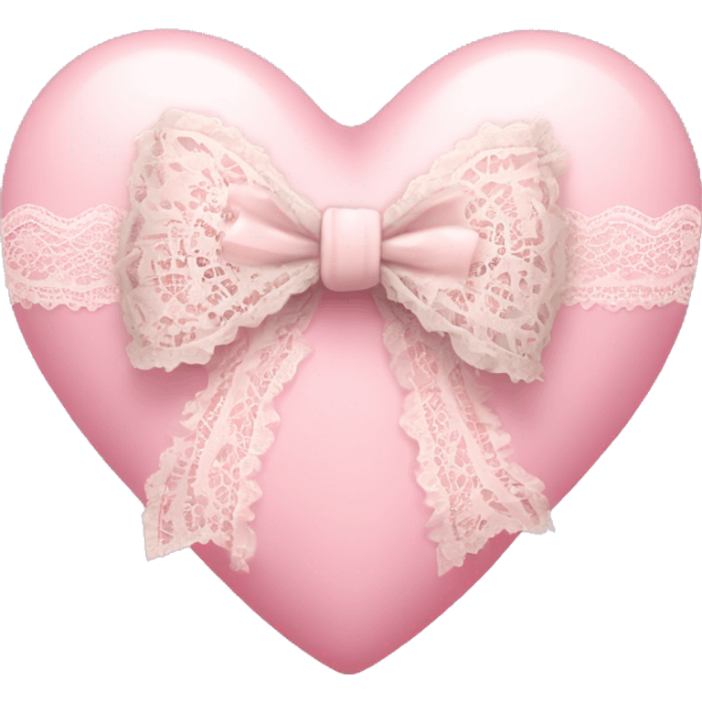 light pink heart with bow with lace and frills  emoji