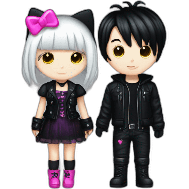 goth boy and hello kitty girl couple emoji