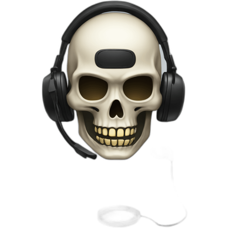 Military Skeleton mask with a long black mask underneath it and headset with a microphone emoji