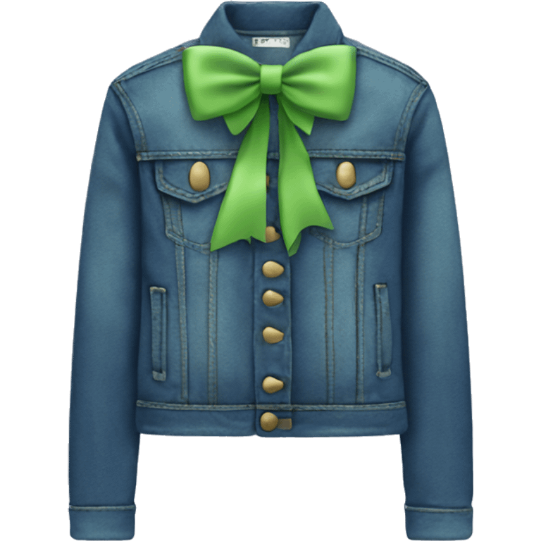 Denim jacket with soft green bow emoji