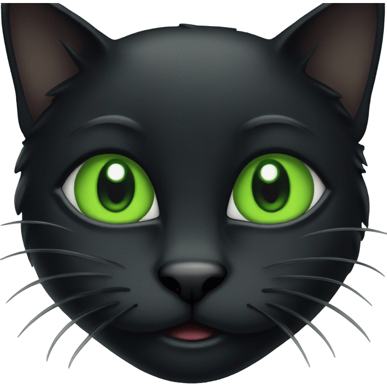 black cat with green eyes smiling emoji