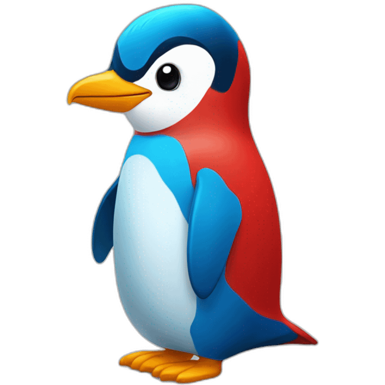 Blue penguin in a red shirt emoji