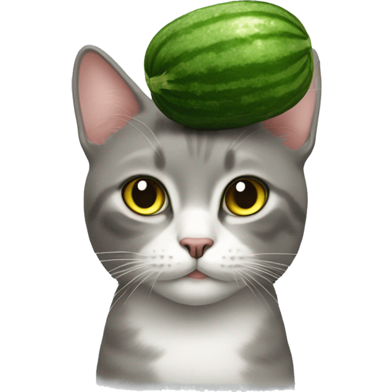 cat with cucumber on head emoji