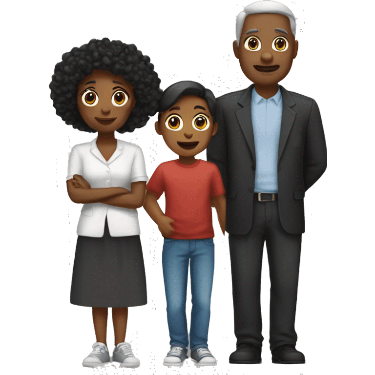 topical family emoji  white dad black mom black older sister and black little brother emoji