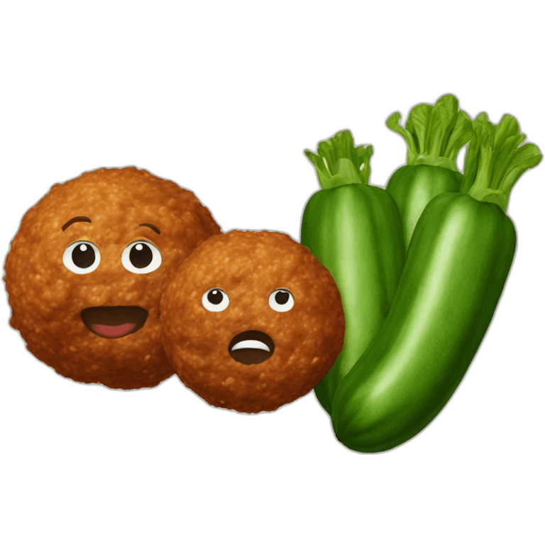 Zucchini and two meatballs emoji