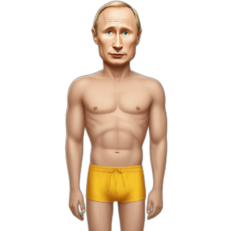 vladimir putin wearing a swimming trunk hyperrealistic emoji