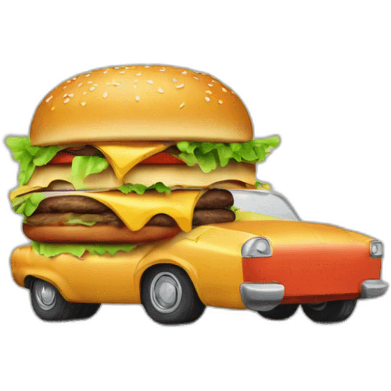 Une Voiture qui mange un burger emoji