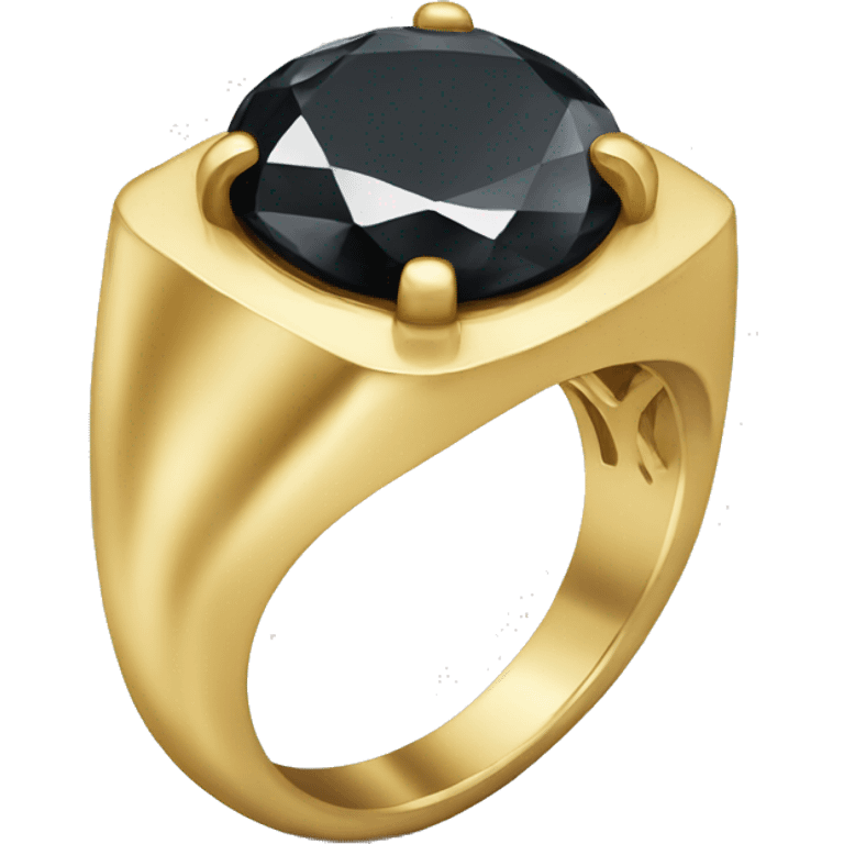 A gold ring with a black diamond emoji