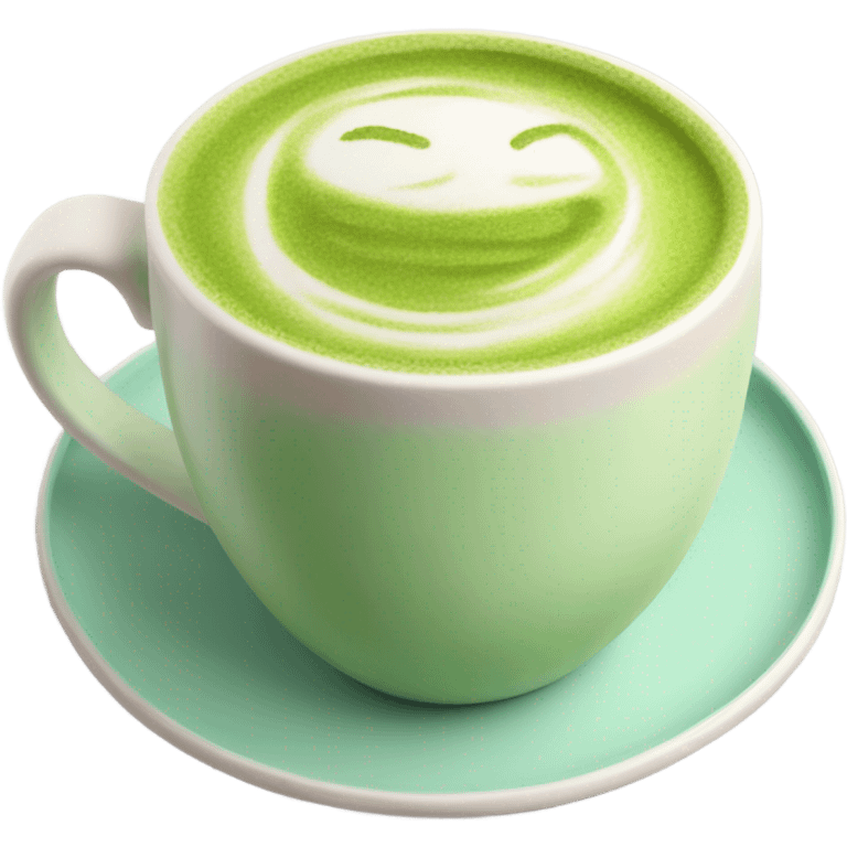 Realistic Matcha latte in pastel mug emoji