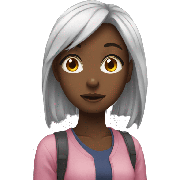 black girl watching anime emoji