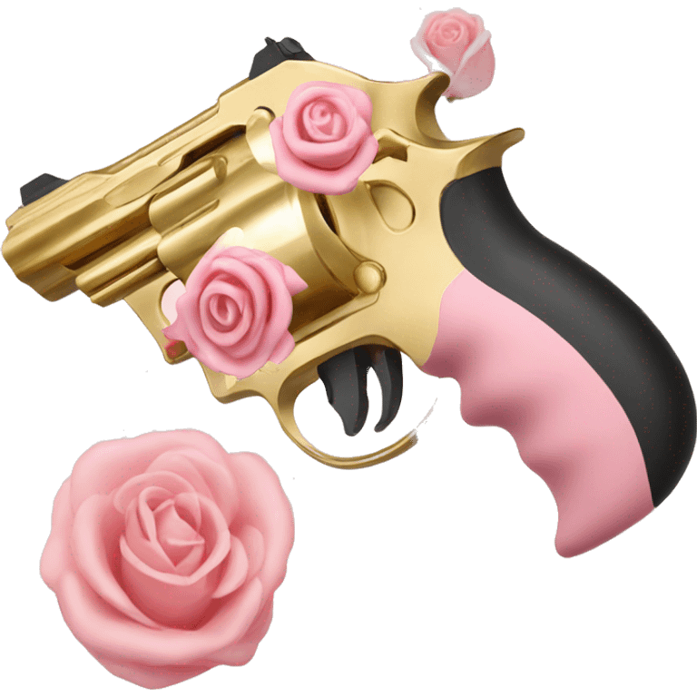 gold and light pink gun embedded rose emoji