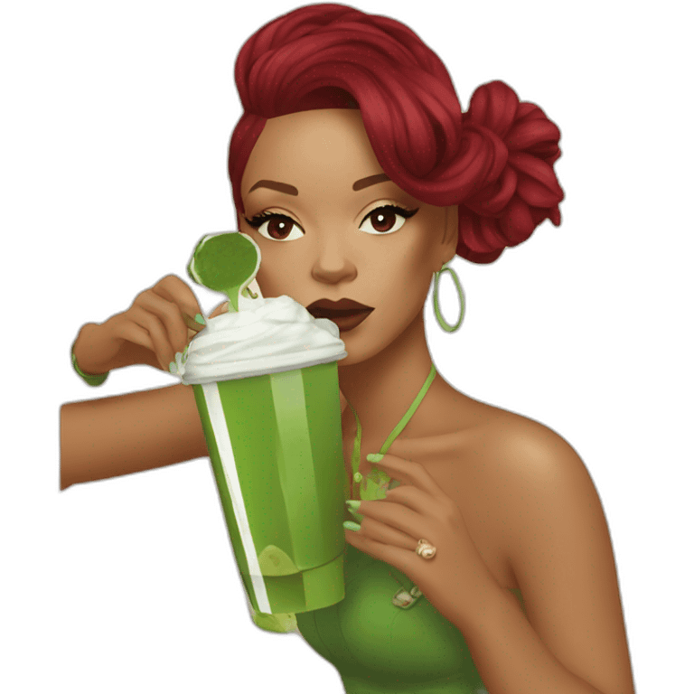 rihanna drinking matcha emoji